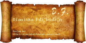 Dianiska Fábián névjegykártya